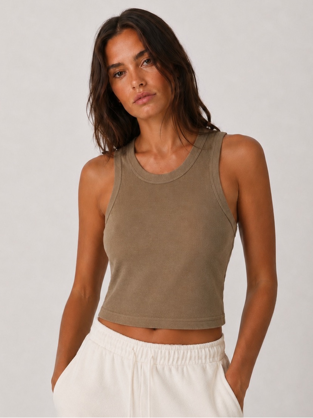 $70 New Cotton Citizen Venice Crop Tank - Small - Tan